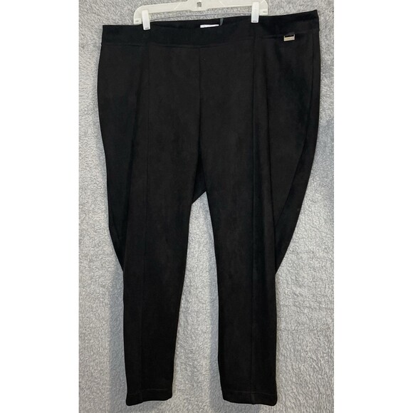 Calvin Klein Pants‎ Womens 3X Black Faux Suede Legging Elastic Waist Skinny Leg - Picture 1 of 10